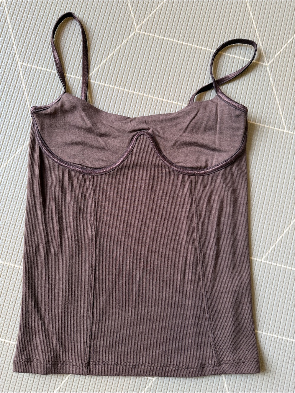 Joah Brown Corset Tank Top Brown Ribbed Bust-Detail Camisole Size XS/S